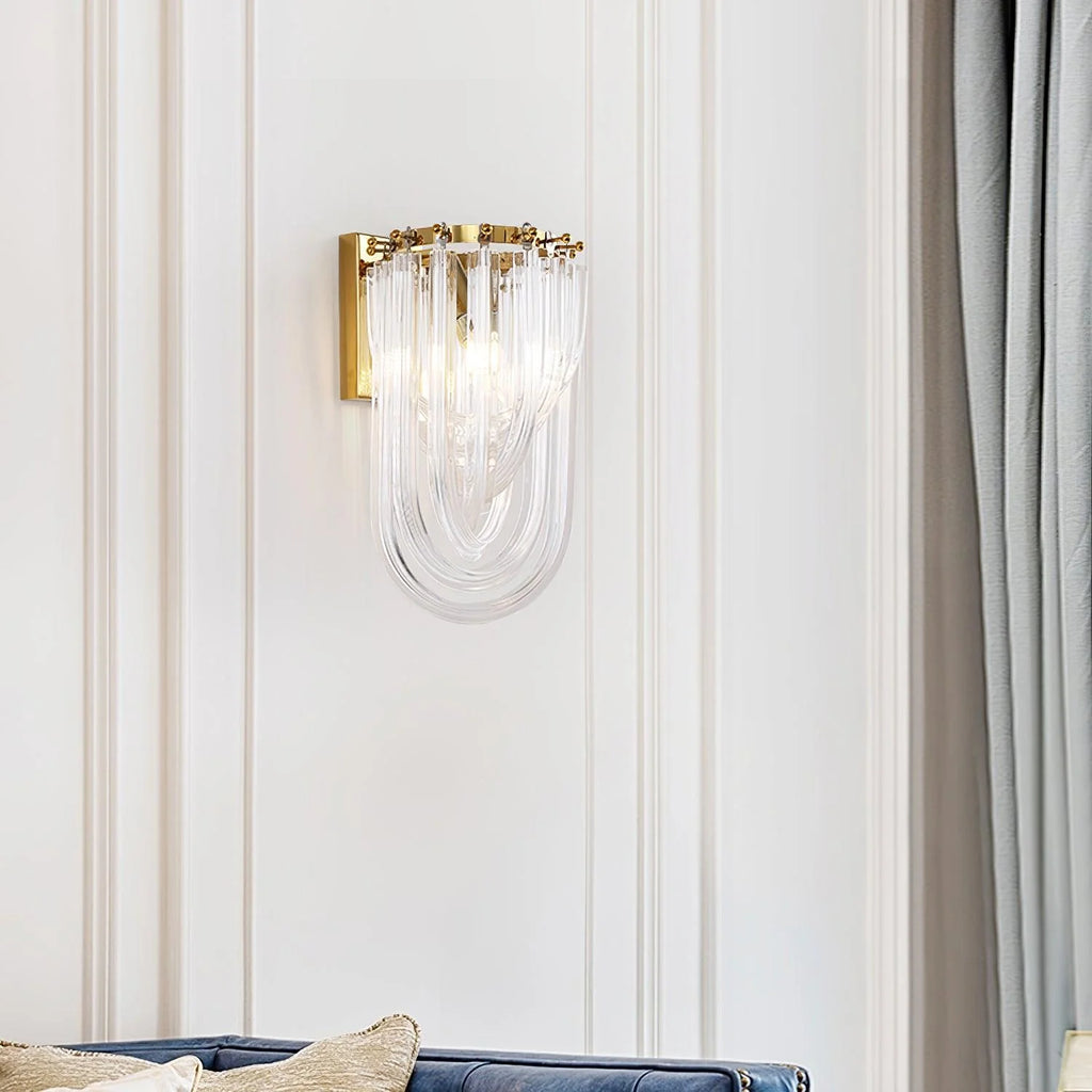Wall Lamp | Handblown Glass & Gold Metal Base | 23 x 40 cm