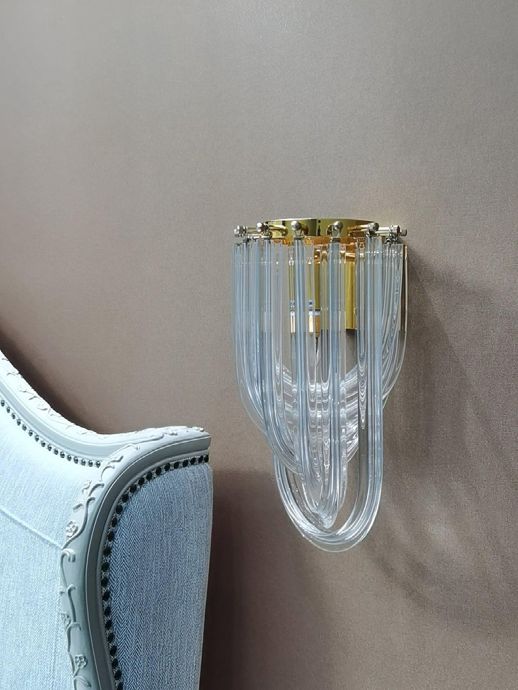 Wall Lamp | Handblown Glass & Gold Metal Base | 23 x 40 cm