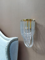 Wall Lamp | Handblown Glass & Gold Metal Base | 23 x 40 cm