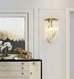 Wall Lamp | Handblown Glass & Gold Metal Base | 23 x 40 cm