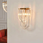 Wall Lamp | Handblown Glass & Gold Metal Base | 23 x 40 cm