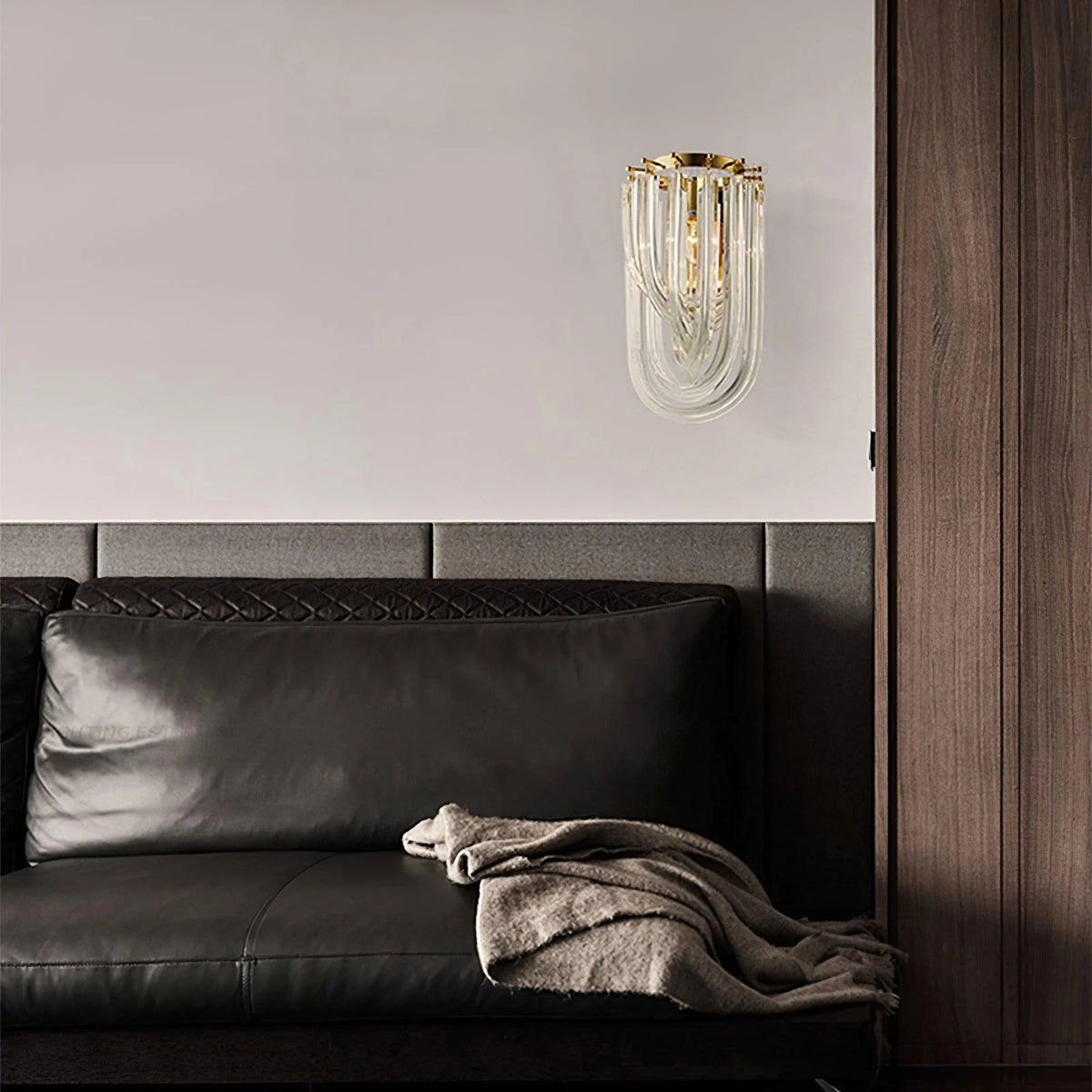 Wall Lamp | Handblown Glass & Gold Metal Base | 23 x 40 cm