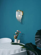 Wall Lamp | Handblown Glass & Gold Metal Base | 23 x 40 cm
