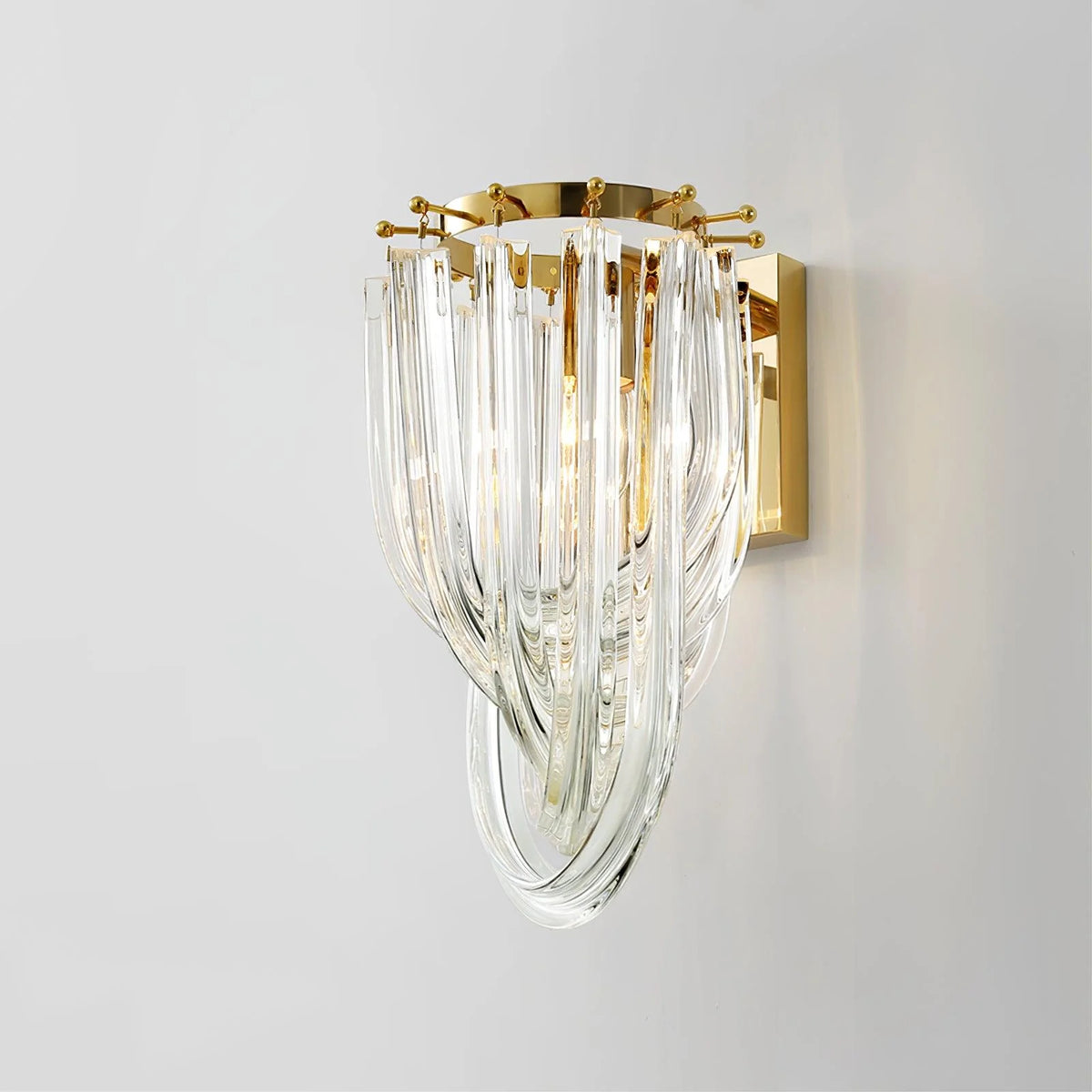 Wall Lamp | Handblown Glass & Gold Metal Base | 23 x 40 cm