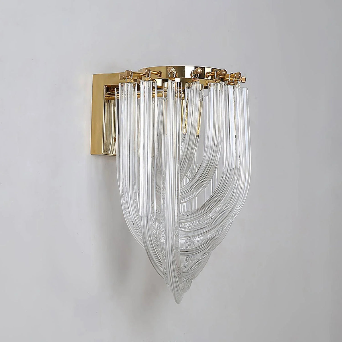 Wall Lamp | Handblown Glass & Gold Metal Base | 23 x 40 cm