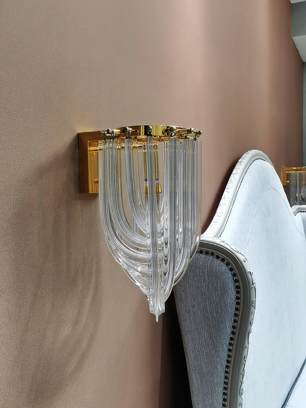 Wall Lamp | Handblown Glass & Gold Metal Base | 23 x 40 cm