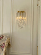 Wall Lamp | Handblown Glass & Gold Metal Base | 23 x 40 cm