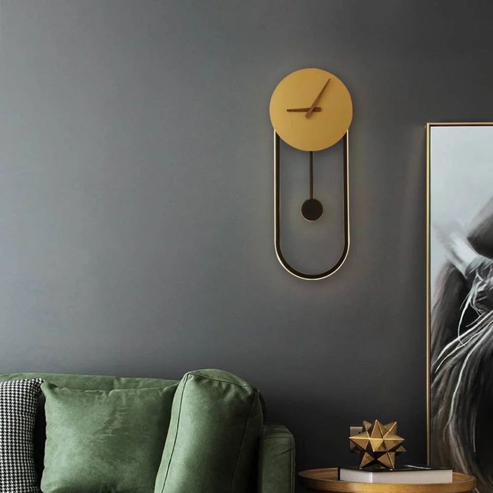 Wall Lamp | Metal & Acrylic With Built-In Clock | Hardwired