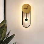 Wall Lamp | Metal & Acrylic With Built-In Clock | Hardwired