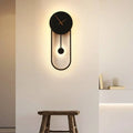 Wall Lamp | Metal & Acrylic With Built-In Clock | Hardwired