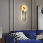 Wall Lamp | Metal & Acrylic With Built-In Clock | Hardwired
