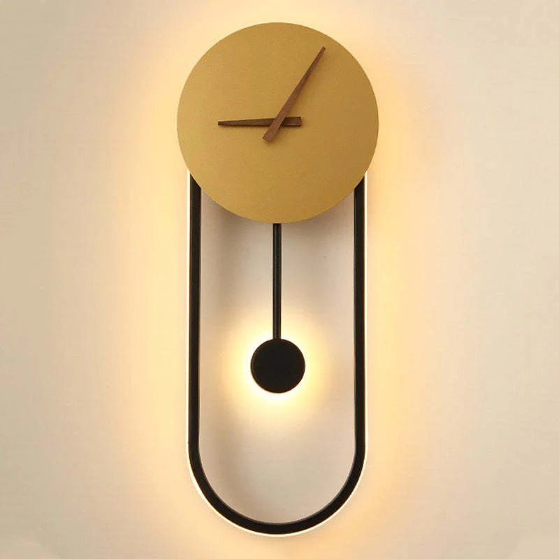 Wall Lamp | Metal & Acrylic With Built-In Clock | Hardwired