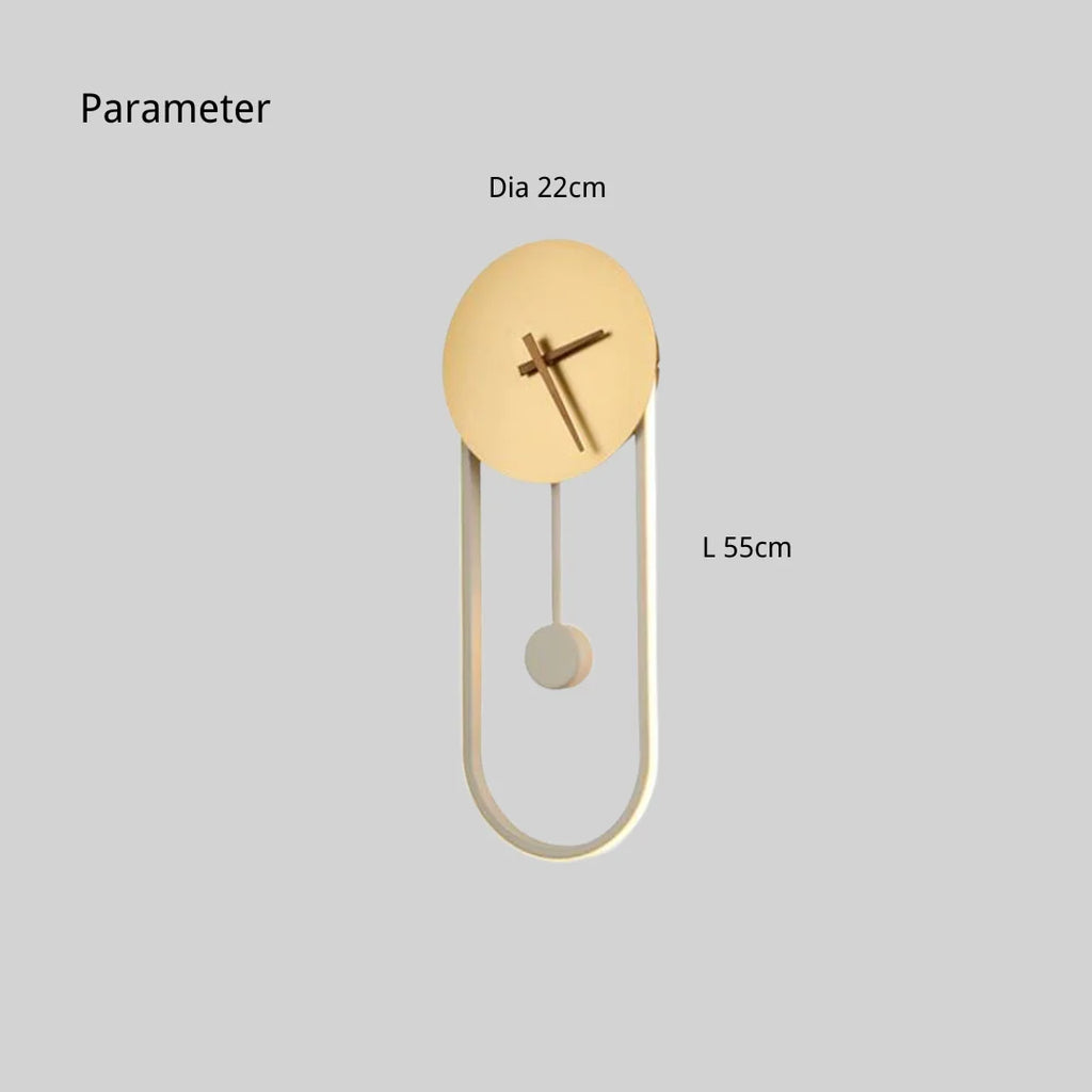 Wall Lamp | Metal & Acrylic With Built-In Clock | Hardwired