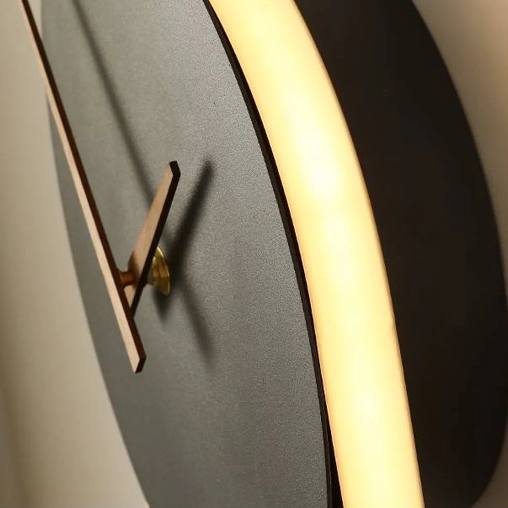 Wall Lamp | Metal & Acrylic With Built-In Clock | Hardwired