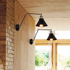 Wall Lamp | Metal Cone Shade & Adjustable Swing Arm | Black & Gold