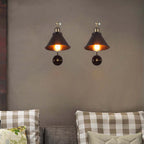Wall Lamp | Metal Cone Shade & Adjustable Swing Arm | Black & Gold