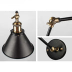 Wall Lamp | Metal Cone Shade & Adjustable Swing Arm | Black & Gold