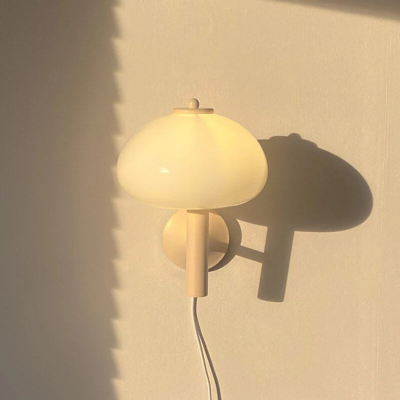 Wall Lamp | Milky Glass Shade & Iron Frame