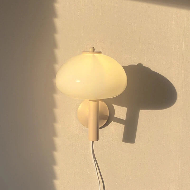 Wall Lamp | Milky Glass Shade & Iron Frame