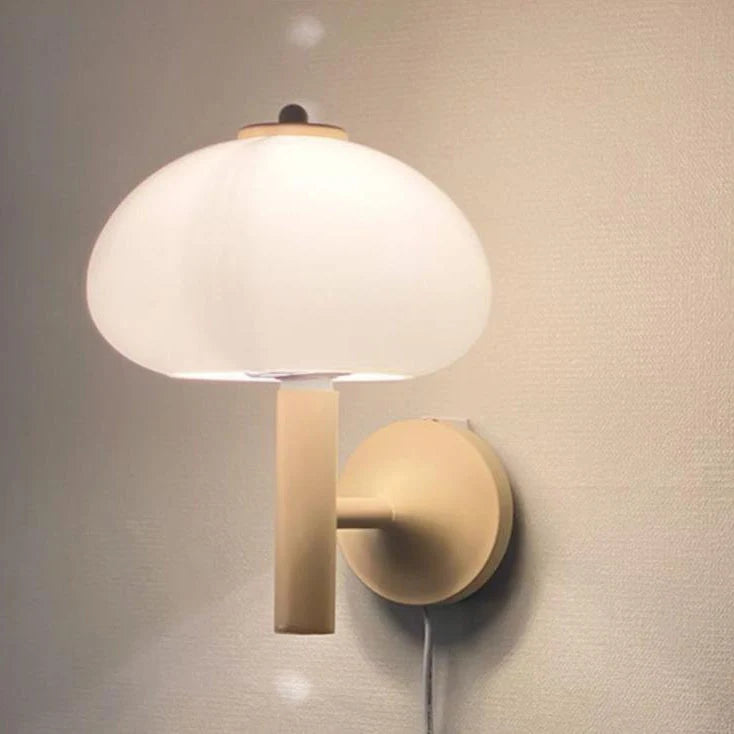 Wall Lamp | Milky Glass Shade & Iron Frame
