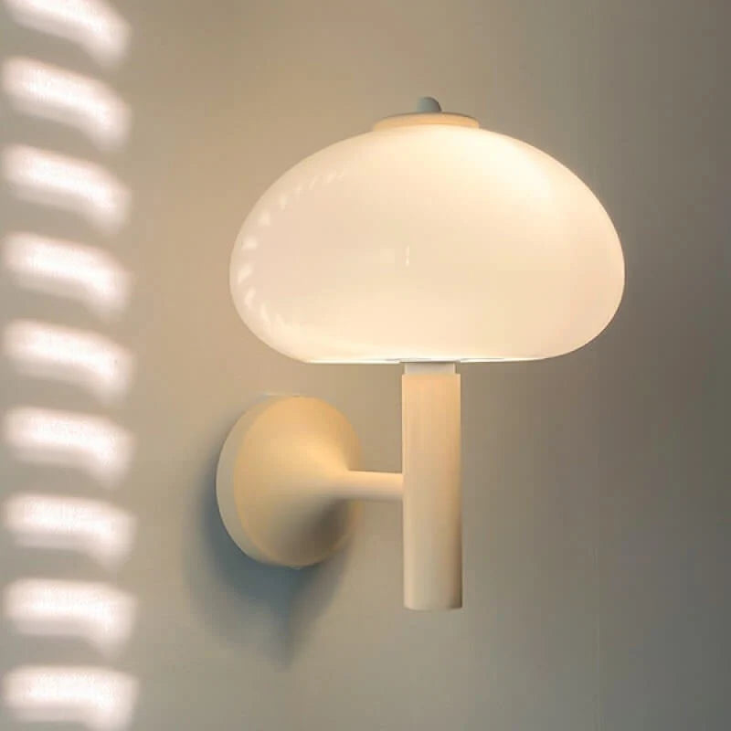 Wall Lamp | Milky Glass Shade & Iron Frame