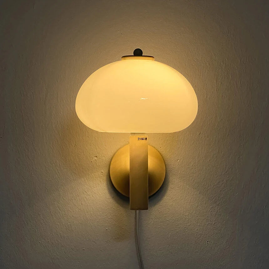 Wall Lamp | Milky Glass Shade & Iron Frame