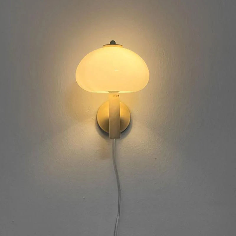 Wall Lamp | Milky Glass Shade & Iron Frame