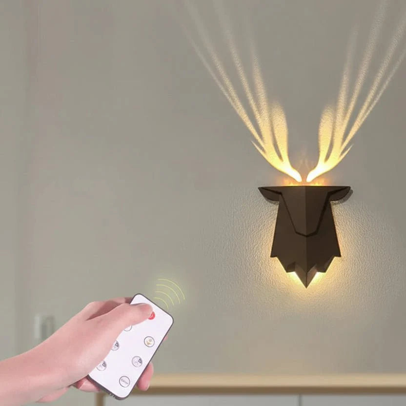 Wall Lamp | Minimalist Deer Silhouette, Dimmable & USB-Rechargeable