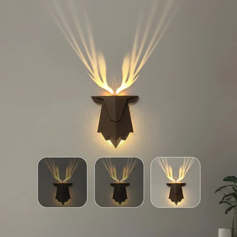 Wall Lamp | Minimalist Deer Silhouette, Dimmable & USB-Rechargeable