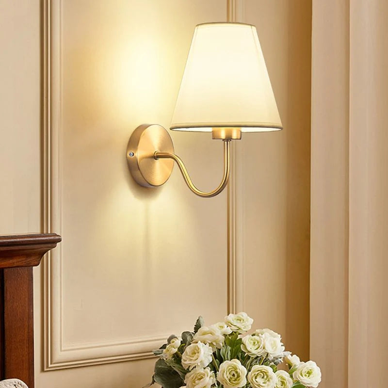 Wall Lamp | Nordic Fabric Shade & Galvanized Metal | Hardwired
