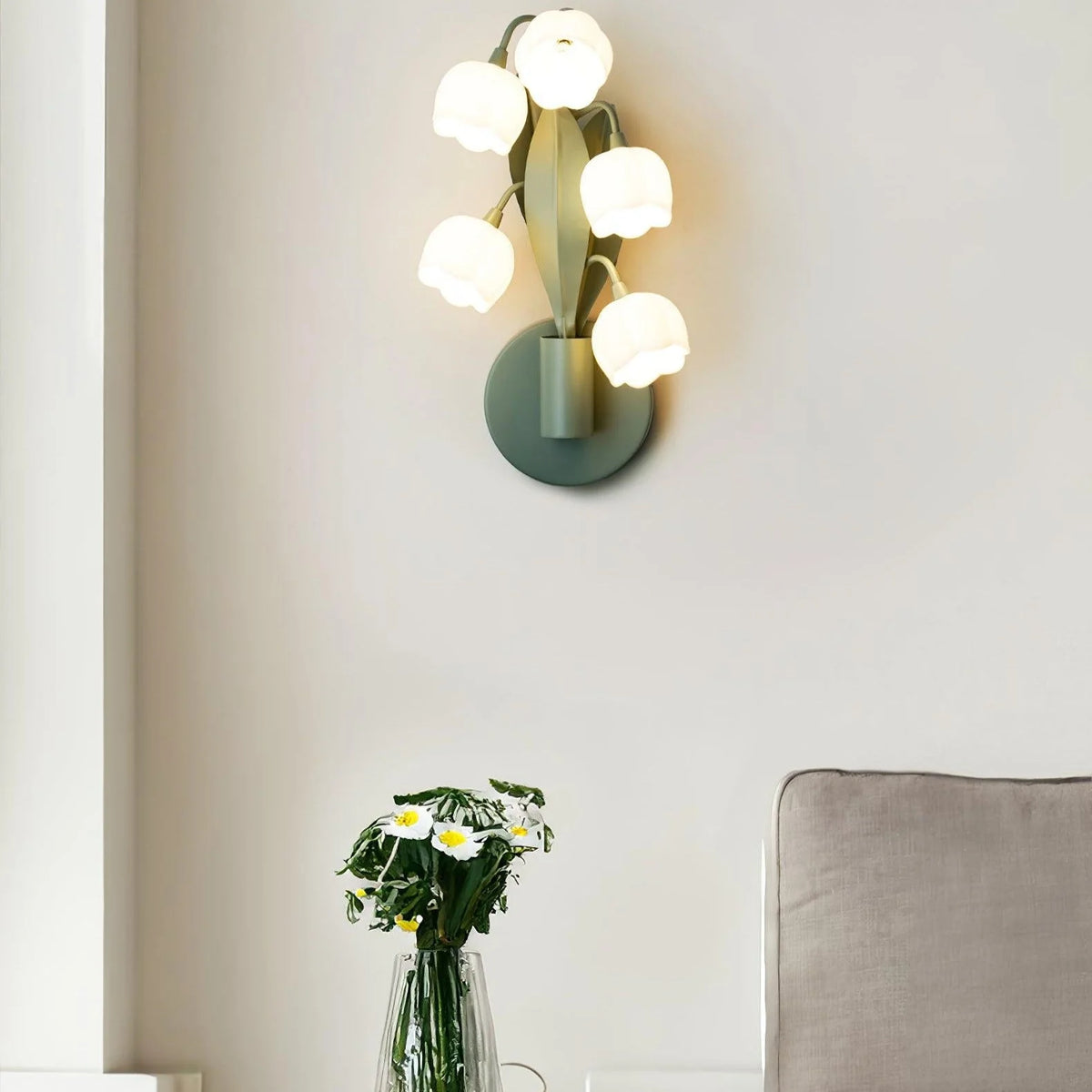 Wall Lamp | Orchid Floral Design & Metal Frame | Hardwired