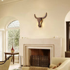 Wall Lamp | Rustic Solid Wood Cow Head & Built-In LED | 52 cm Wide