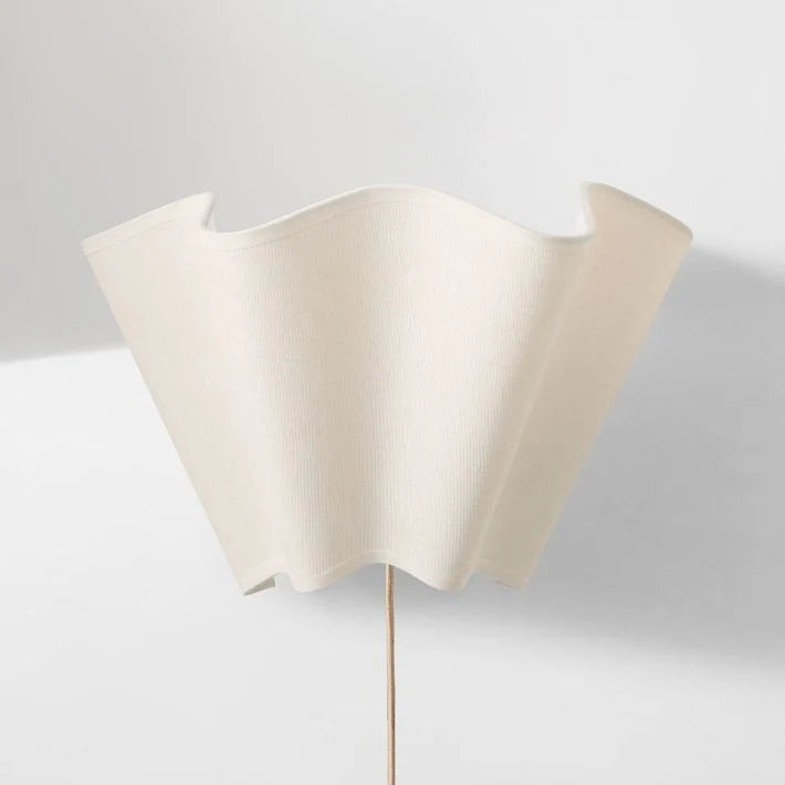 Wall Lamp | Scalloped Linen Shade & Dimmable | E26/E27 Compatible