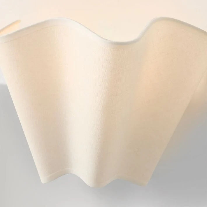 Wall Lamp | Scalloped Linen Shade & Dimmable | E26/E27 Compatible