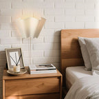 Wall Lamp | Scalloped Linen Shade & Dimmable | E26/E27 Compatible