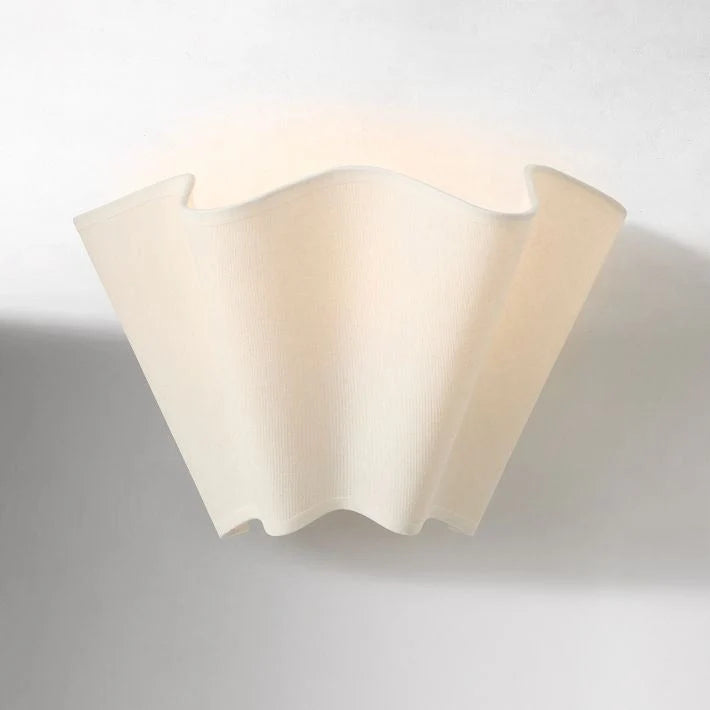 Wall Lamp | Scalloped Linen Shade & Dimmable | E26/E27 Compatible