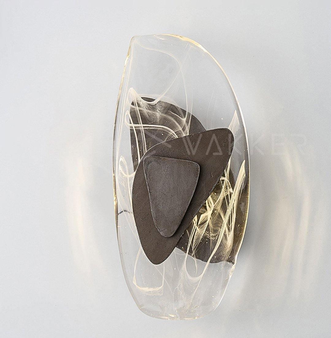 Wall Lamp | Sculpted Swirling Glass & Matte Black Accent | LED Included