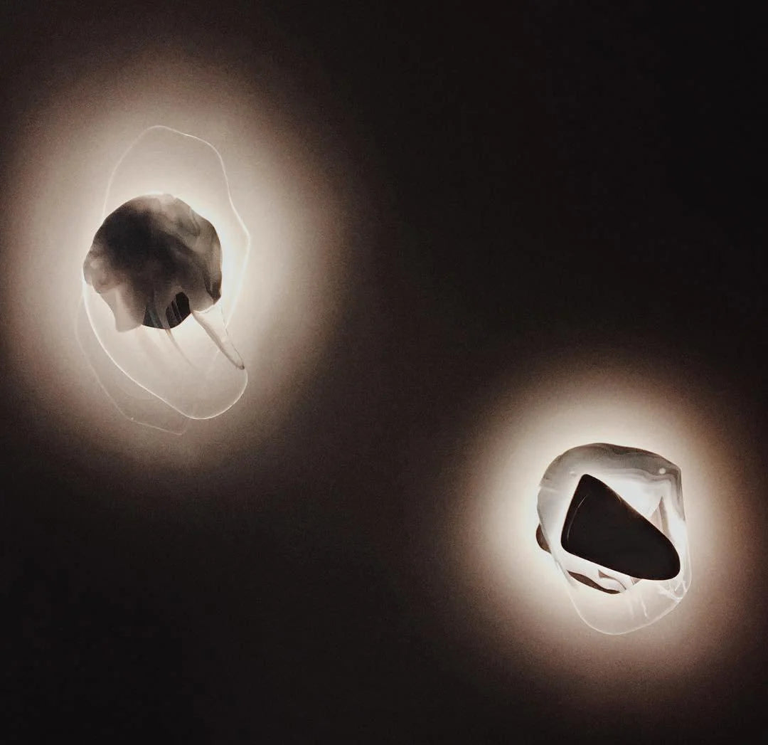 Wall Lamp | Sculpted Swirling Glass & Matte Black Accent | LED Included