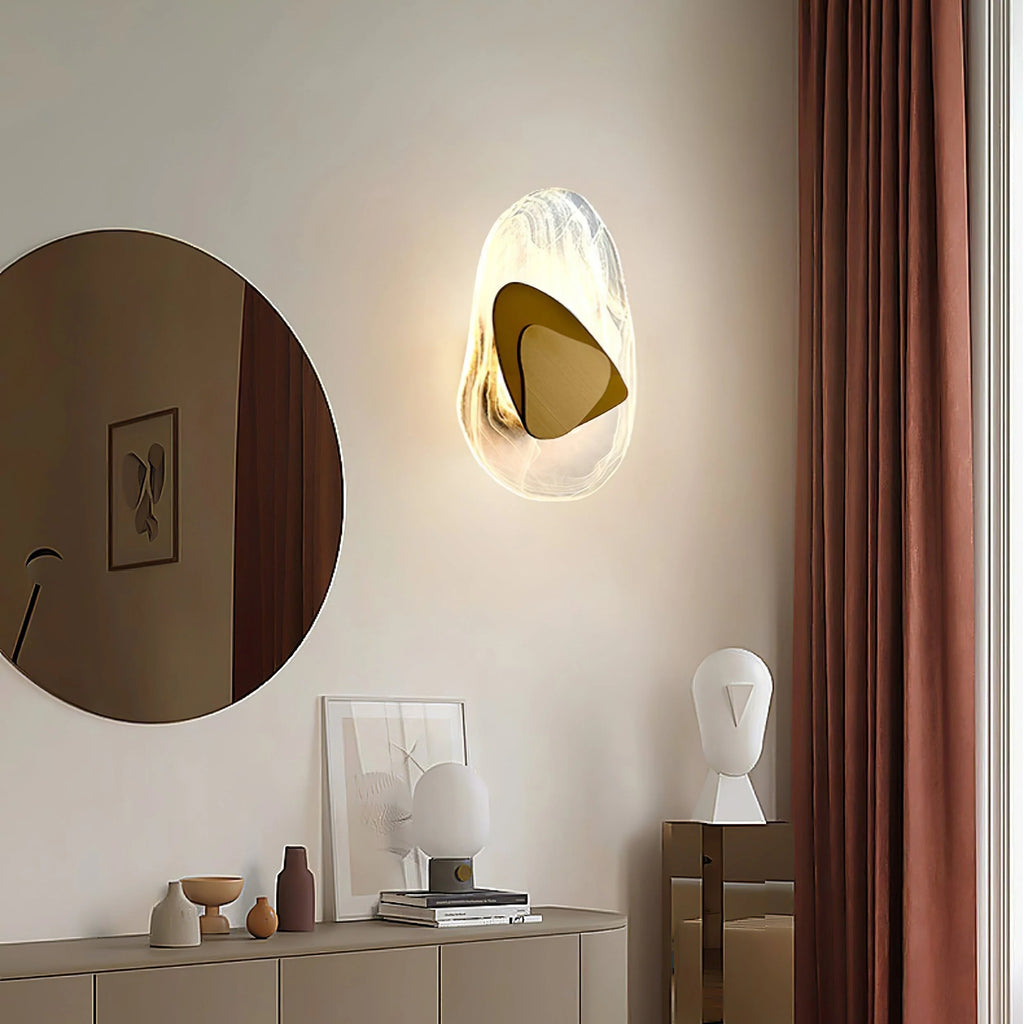 Wall Lamp | Sculpted Swirling Glass & Matte Black Accent | LED Included