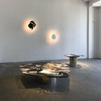 Wall Lamp | Sculpted Swirling Glass & Matte Black Accent | LED Included