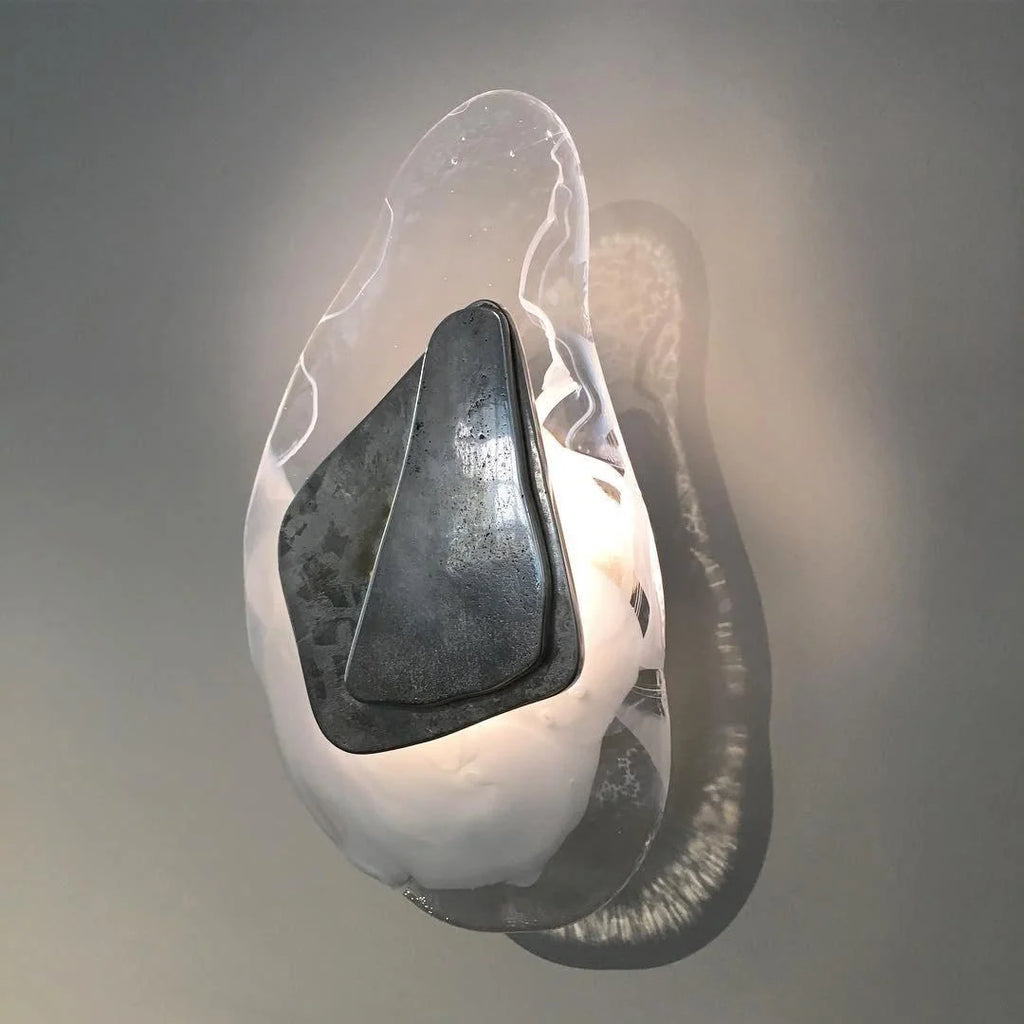 Wall Lamp | Sculpted Swirling Glass & Matte Black Accent | LED Included