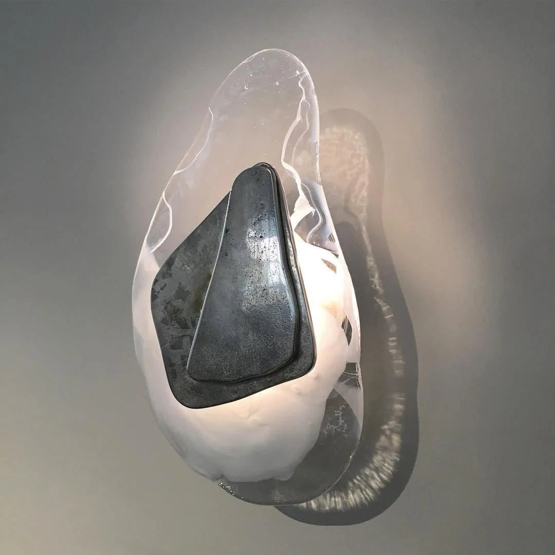 Wall Lamp | Sculpted Swirling Glass & Matte Black Accent | LED Included