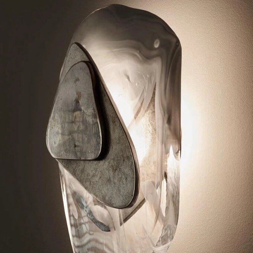Wall Lamp | Sculpted Swirling Glass & Matte Black Accent | LED Included