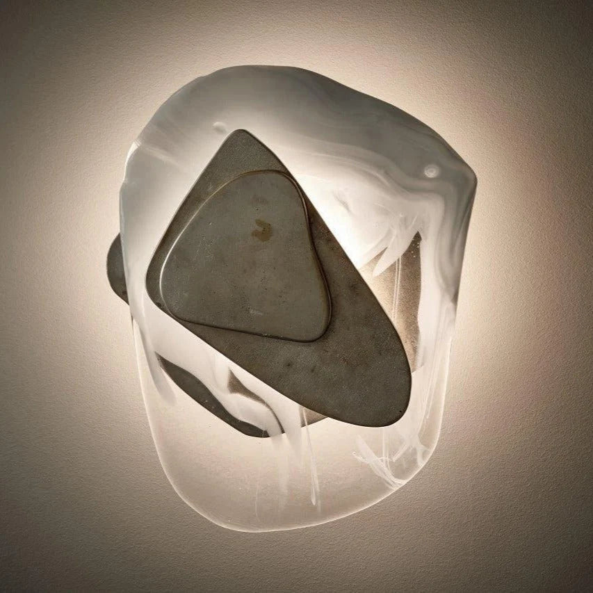 Wall Lamp | Sculpted Swirling Glass & Matte Black Accent | LED Included