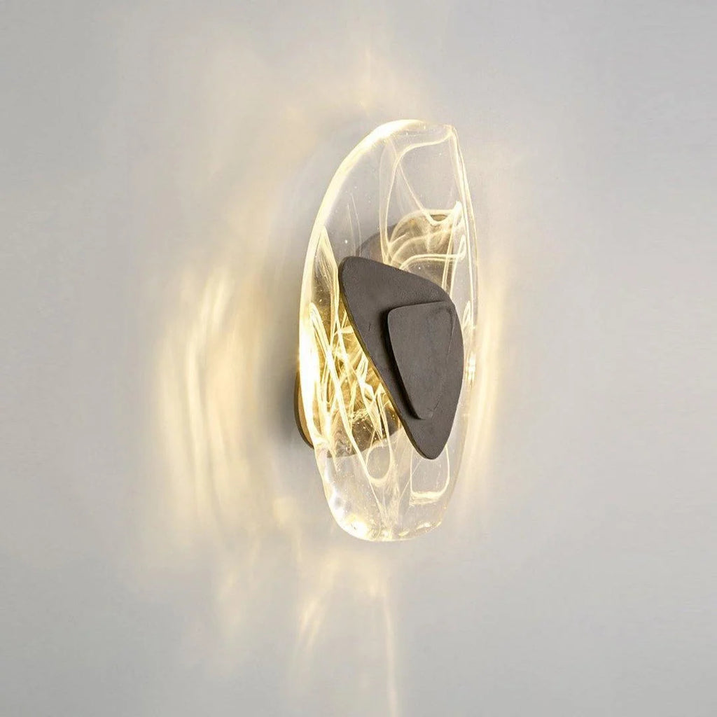 Wall Lamp | Sculpted Swirling Glass & Matte Black Accent | LED Included