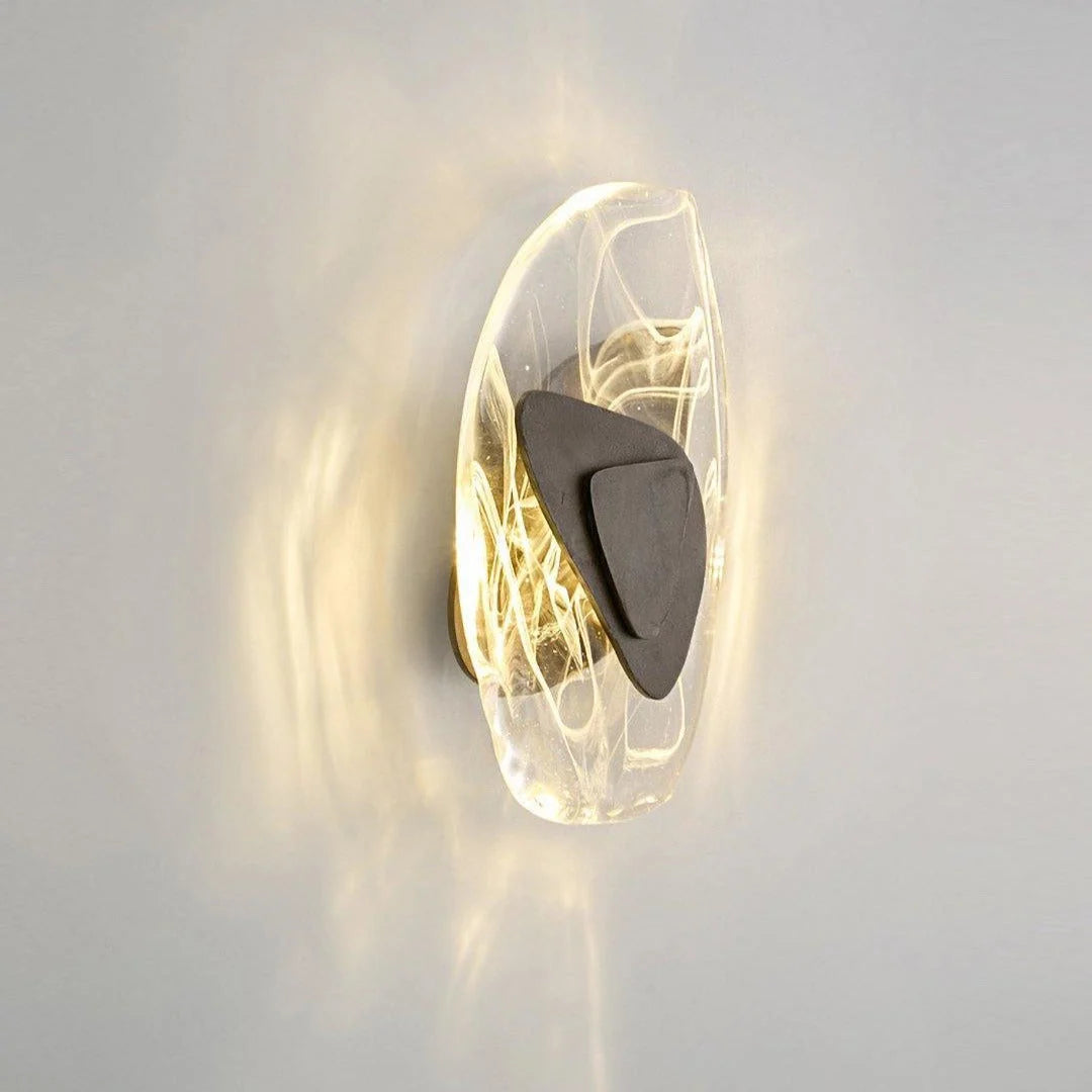 Wall Lamp | Sculpted Swirling Glass & Matte Black Accent | LED Included