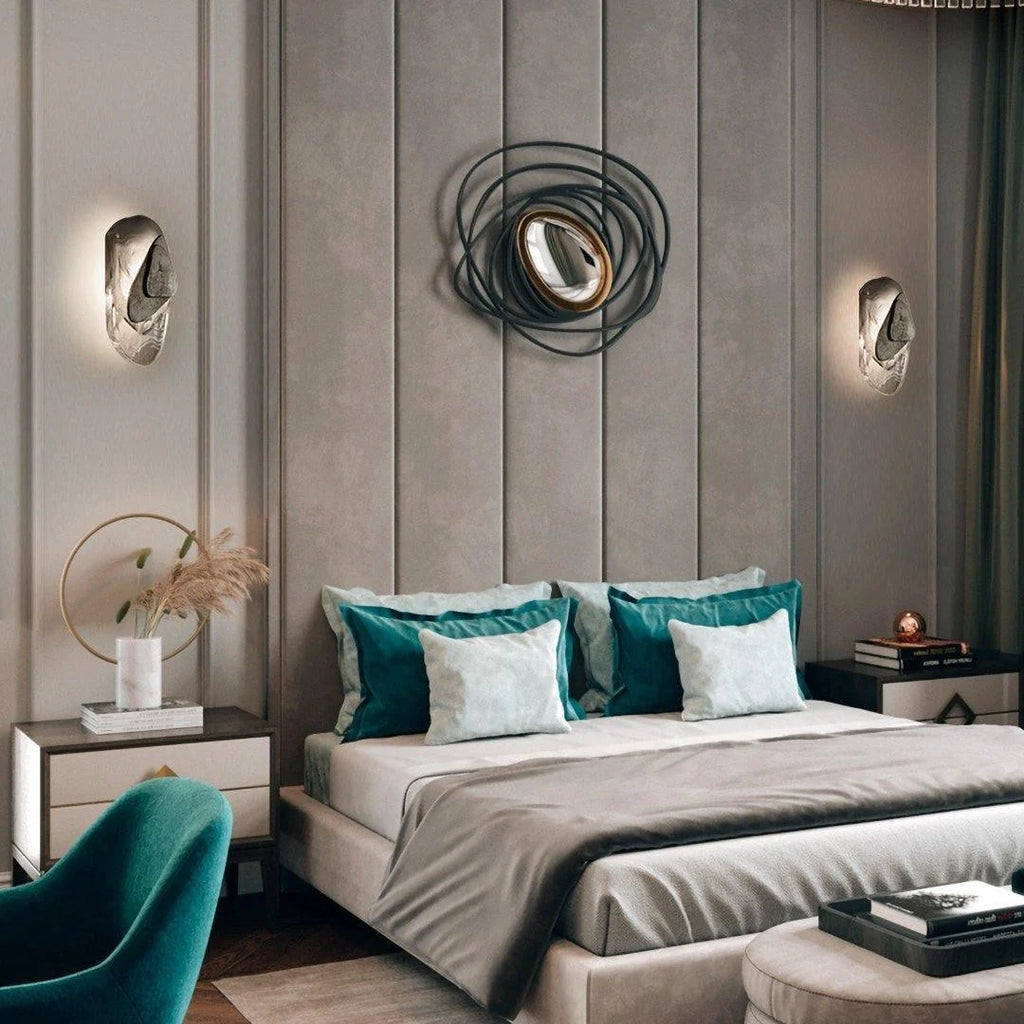 Wall Lamp | Sculpted Swirling Glass & Matte Black Accent | LED Included