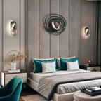 Wall Lamp | Sculpted Swirling Glass & Matte Black Accent | LED Included