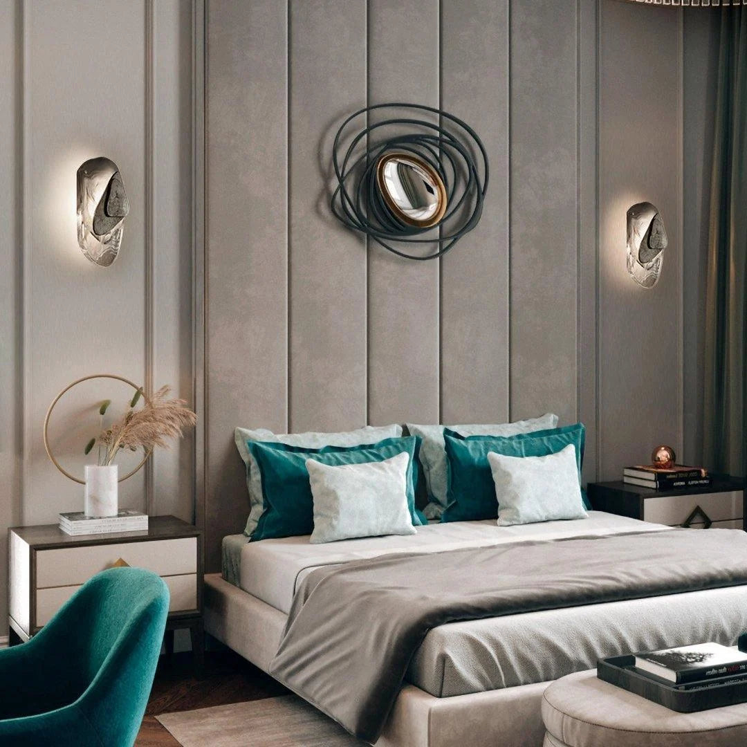 Wall Lamp | Sculpted Swirling Glass & Matte Black Accent | LED Included
