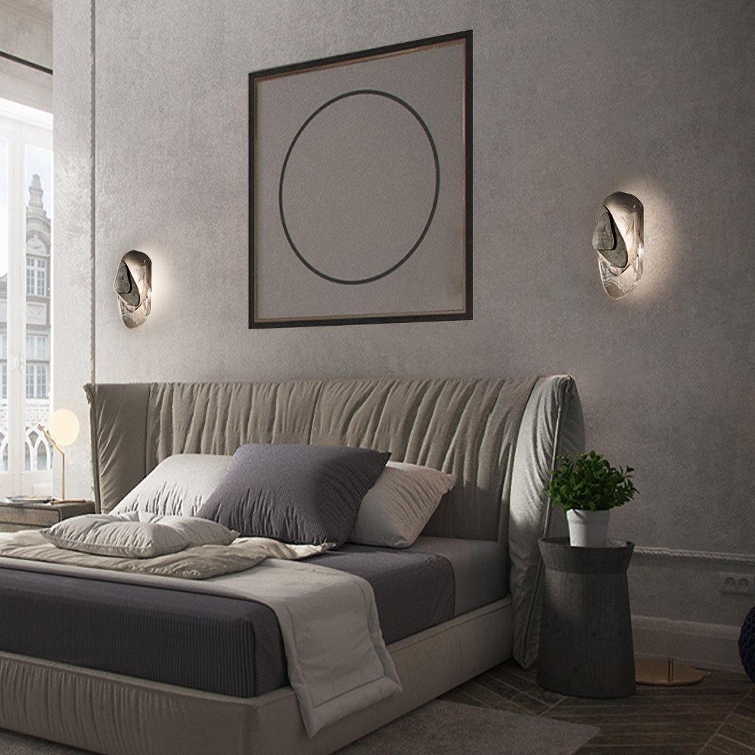 Wall Lamp | Sculpted Swirling Glass & Matte Black Accent | LED Included